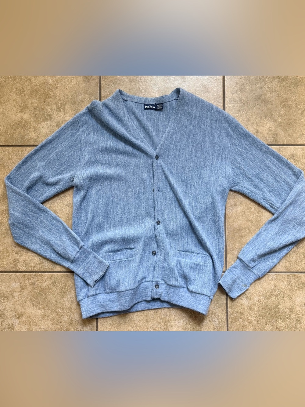 Vtg Par Four Golf Sweater Men’s Size 2XLT Acrylic Cardigan Long Sleeve Blue